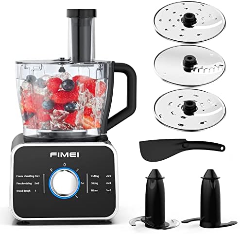 Food Processors Electric for Vegetable Meat Grains - 6 Functions for Chopping, Slicing, Shredding Purees & Dough with 12-Cup Bowl, Stainless Steel Blades, 3 Speeds, 600W, Black (Dark Black)