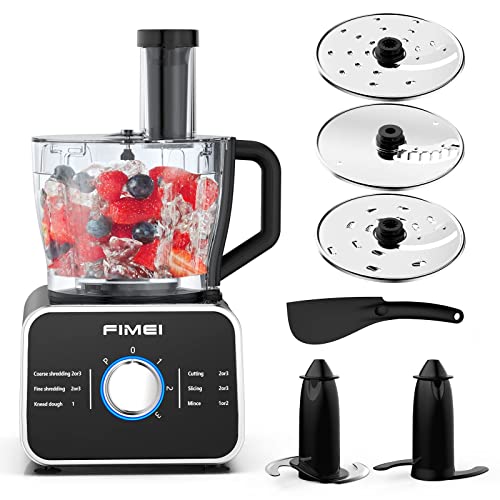 Food Processors Electric For Vegetable Meat Grains - 6 Functions For Chopping, Slicing, Shredding Purees & Dough With 12-Cup Bowl, Stainless Steel Blades, 3 Speeds, 600W, Black (Dark Black) #TOP9
