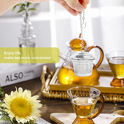 Kufung Tea Ball Infuser - Stainless Steel Tea Infusers For Loose Tea With Chain Hook & Saucer - Extra Fine Mesh Tea Strainer For Brew Tea, Spices & Seasonings (L) #TOP4