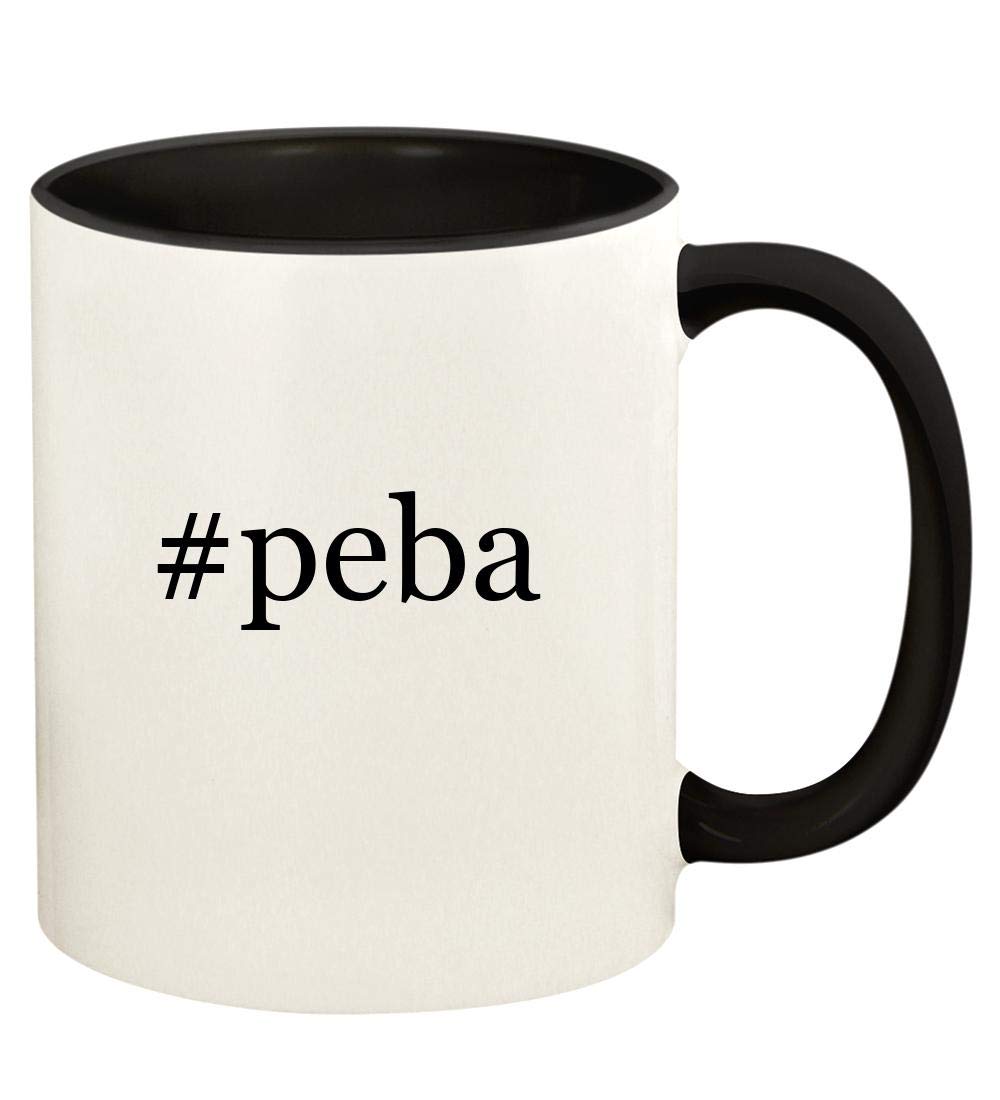 #peba - 11oz Hashtag Ceramic Colored Handle and Inside Coffee Mug Cup, Black
