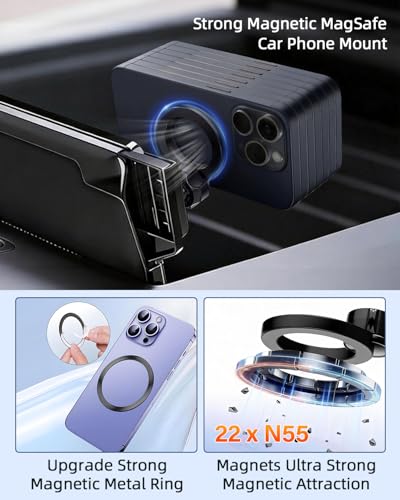 Image of PZK Car Phone Mount for Honda Accord 2018-2022 Sport SE /EX /EX-L /Touring /LX Accessories 10th Gen Accord for 8-inch Screen 360 Rotation Compatible with MagSafe Phone Holder with Stroage Box