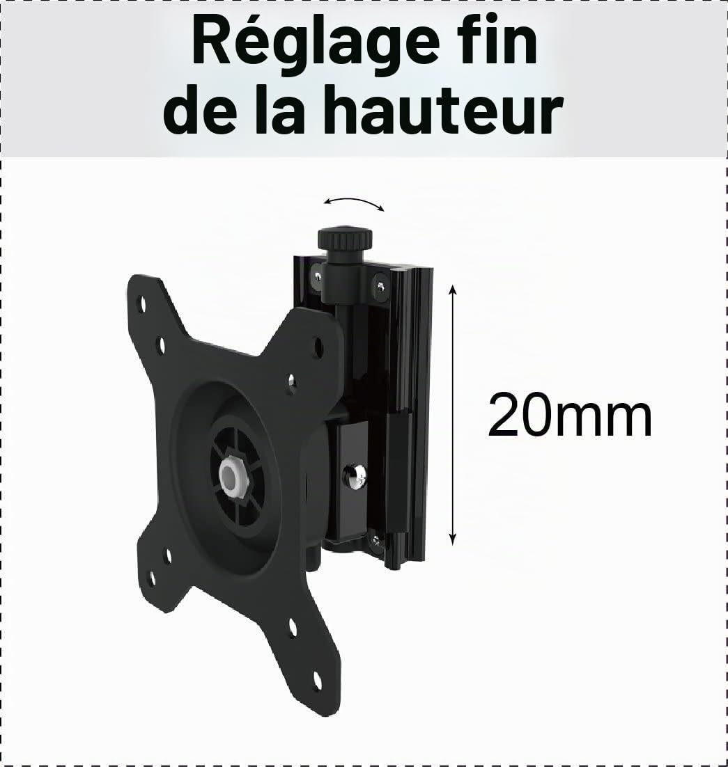 HFTEK MP210C Support de bureau, pour écran de 15 à 49 ", avec pince de fixation, convient aux modèles de trous de fixation VESA de 75/100