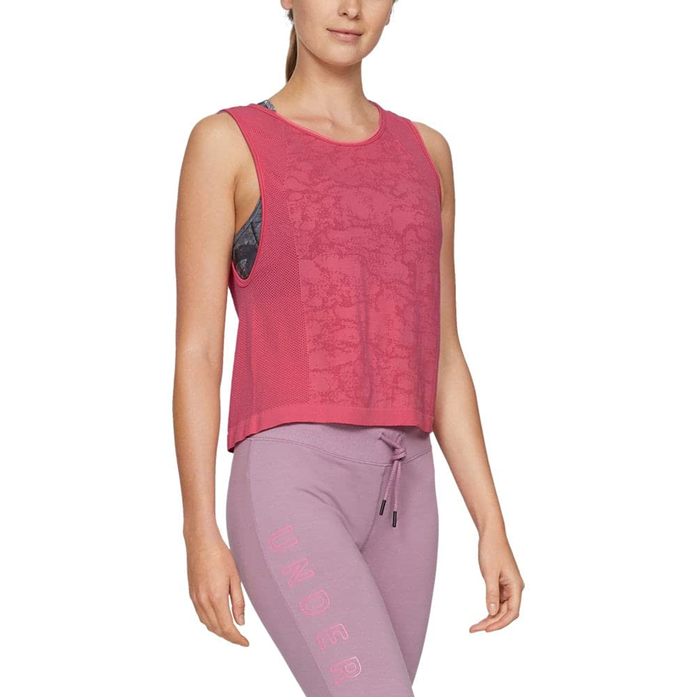 UNDKU|#Under Armour Women UA Vanish Seamless Mesh Muscle Tank - Perfection/ Impulse Pink/ Metallic Silver (853), LG
