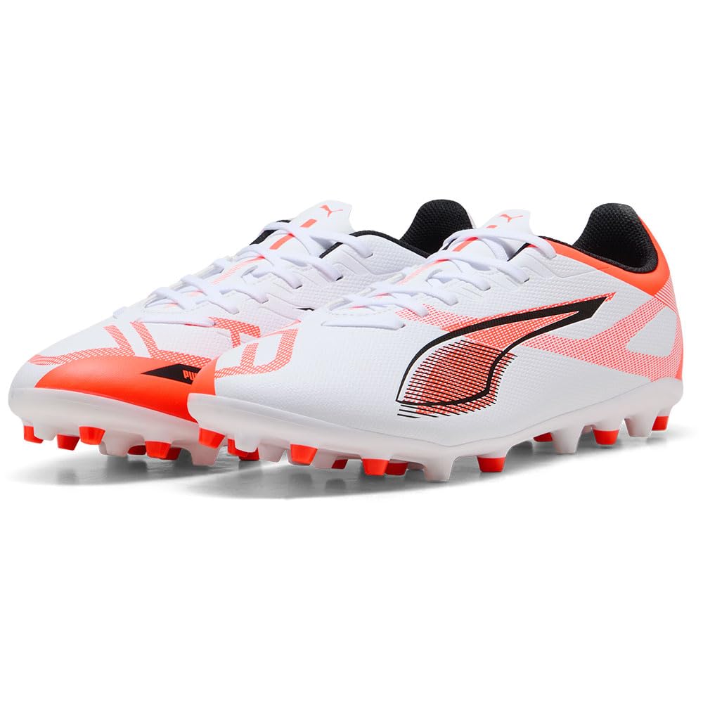 Puma Unisex Ultra 5 Play Multi-Ground Football Boots, Puma White-Puma Black-Glowing Red, 9.5 UK