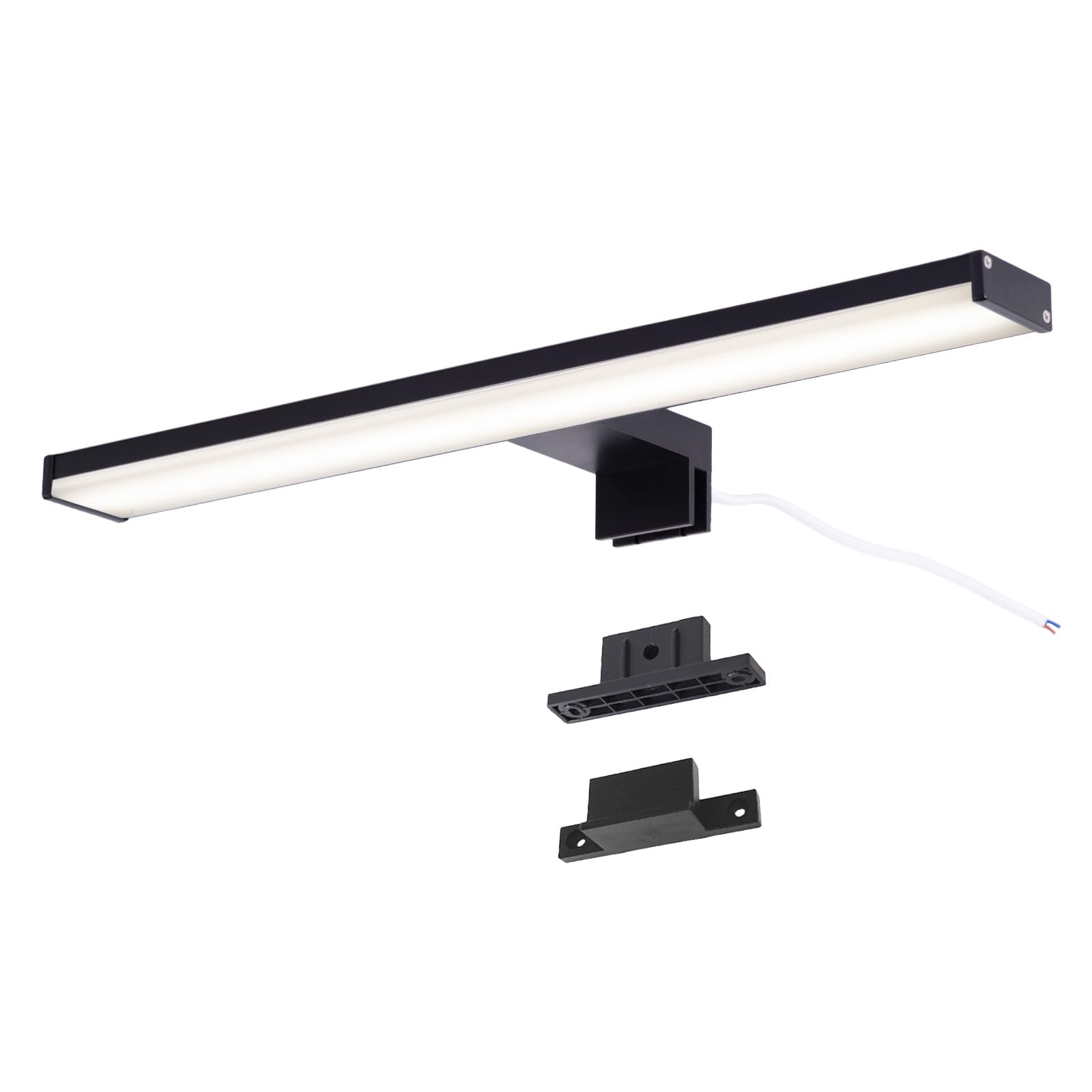 Alpinaluz Aplique LED para Espejo de Baño – Luz Blanca Neutra 4000K – IP44 – Carcasa de Aluminio y Soportes en Policarbonato Negro – Montaje en Espejo, Pared o Mueble (40cm 10W)