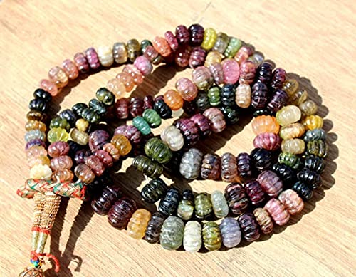 LKBEADS Sznurek 12,7 cm 8-16 mm naturalne wielorowierzchniowe rzeźbione koraliki melonowe