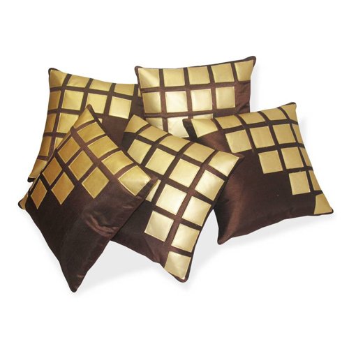 Buy Décor India Geometric Velvet Cushion Covers (40x40 cm/16x16inches, Brown), Set of 5. Online