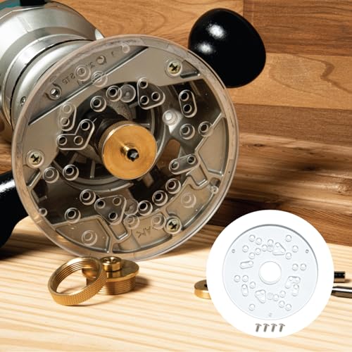 Image of POWERTEC Router Base Plate Acrylic 5-3 /4 inch w /Screws & Predrilled Holes for Trim & Plunge Routers, Clear Guide Bushing Router Plate, Fits Listed Models Bosch, DeWalt, Makita, Porter Cable & More - 71381