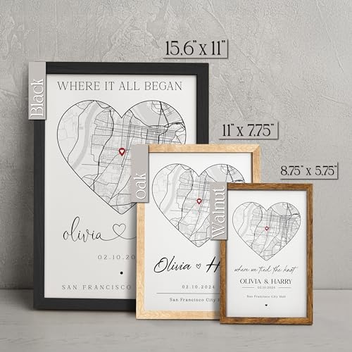 Custom Heart Map Art for Couples - Personalized Map Prints with Names, Dates, and Locations - Ideal Gift for Weddings, Anniversaries, and Engagements - Available in Multiple Sizes & Finishes - Image 3