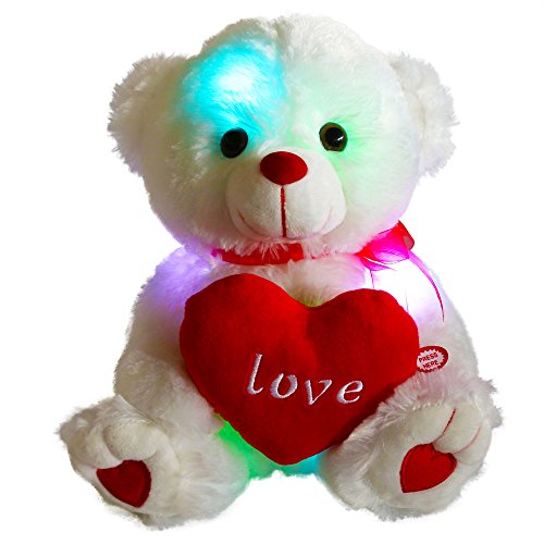 Bstaofy 10.5'' LED Teddy Bear Light up Stuffed Animal Glow Soft Plush Toy with Colorful Nightlights Ideal Gifts for Toddler Kids Valentines Mother's Day Christmas