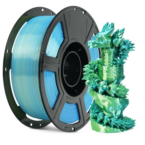Image of FLASHFORGE Silk Bi-Color PLA Filament 1.75mm, Coextrusion Yellow Blue Dual Color Multicolor 3D Printer Filament, Enchanting Silk Finish with 360 Multicolor Shifting Color Effect