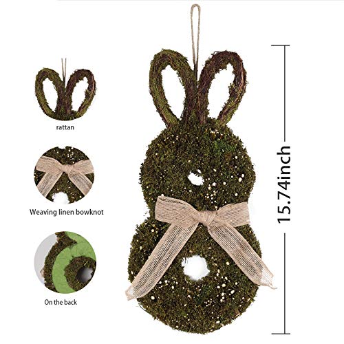 image for RECUTMS Easter Bunny Wreath Artificial Spring Garland for Hanging Outd