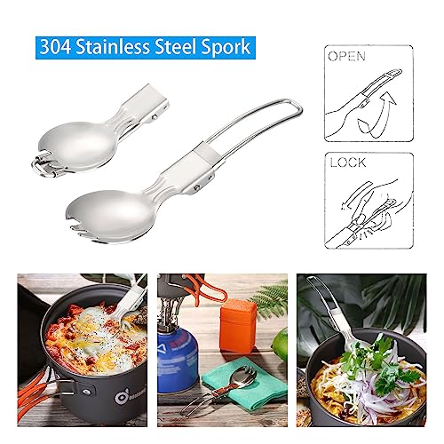 Odoland Camping Cookware Set With Stove for 1-2 People - Portable Campfire Stainless Steel Cook Gear Traveling Cooking Equipment Utensils Outdoor Cooking Kit for Trekking Hiking Picnic - Image 6