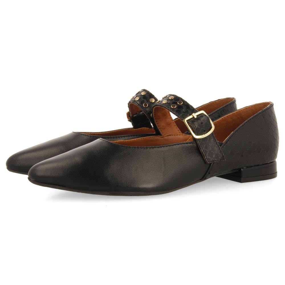GIOSEPPO Women's reerso Mary Jane Flat, Black/White, 7.5 UK