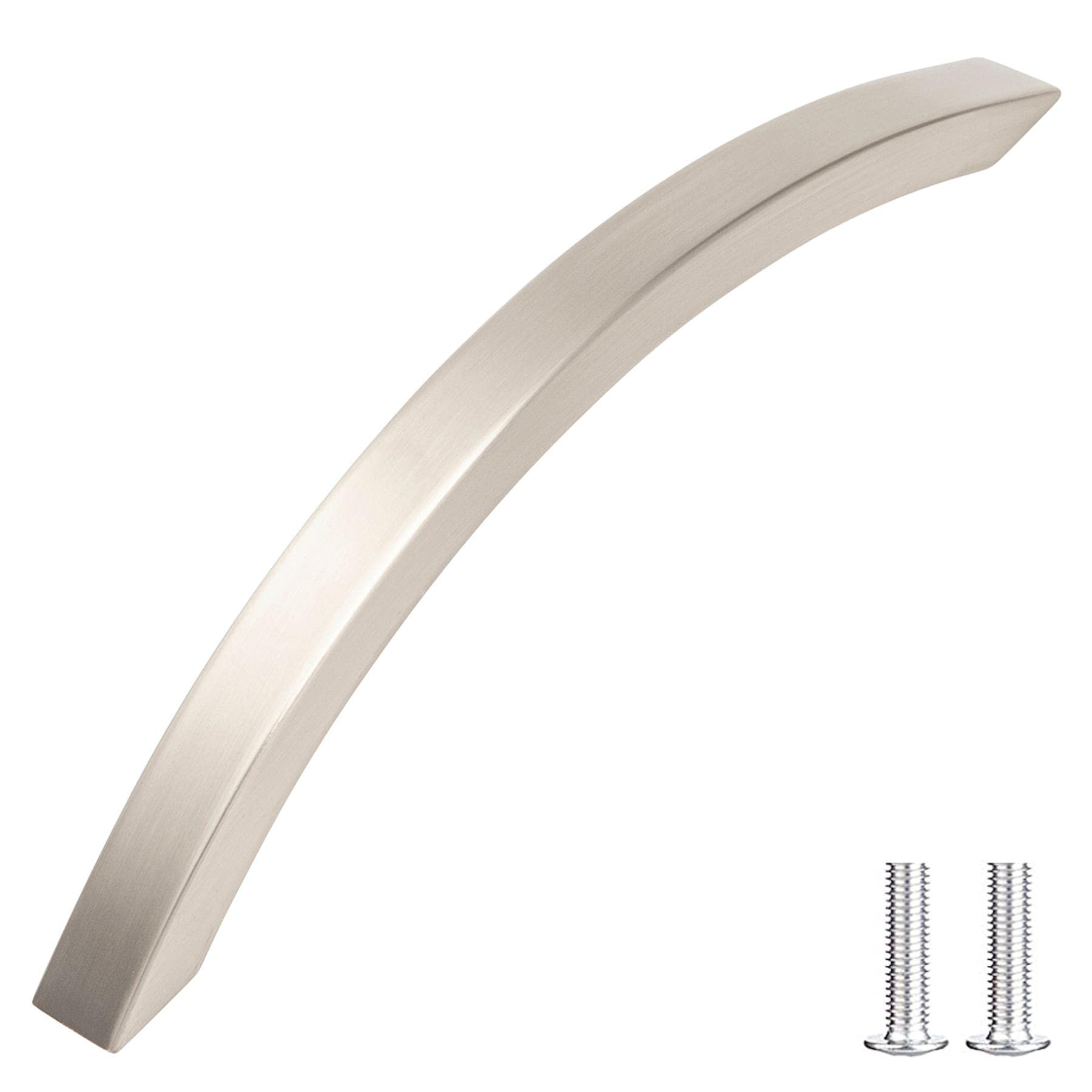 Decoranddecor Brushed Chrome Slimline Kitchen Door Handles Cabinet Pulls Sleek Design - Smooth Lines 128Mm