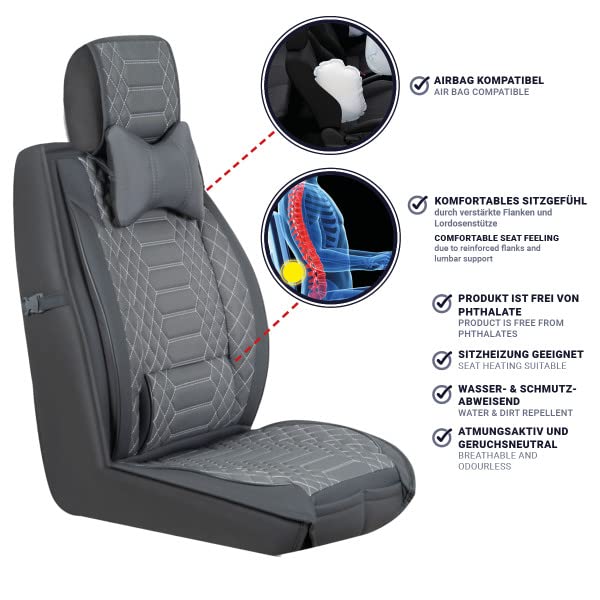 Coprisedili Auto Per Alfa Romeo Giulietta 2010-2020 - Impermeabili, Compatibili Airbag, Colore Rosso, 2 Pezzi Con Poggiatesta