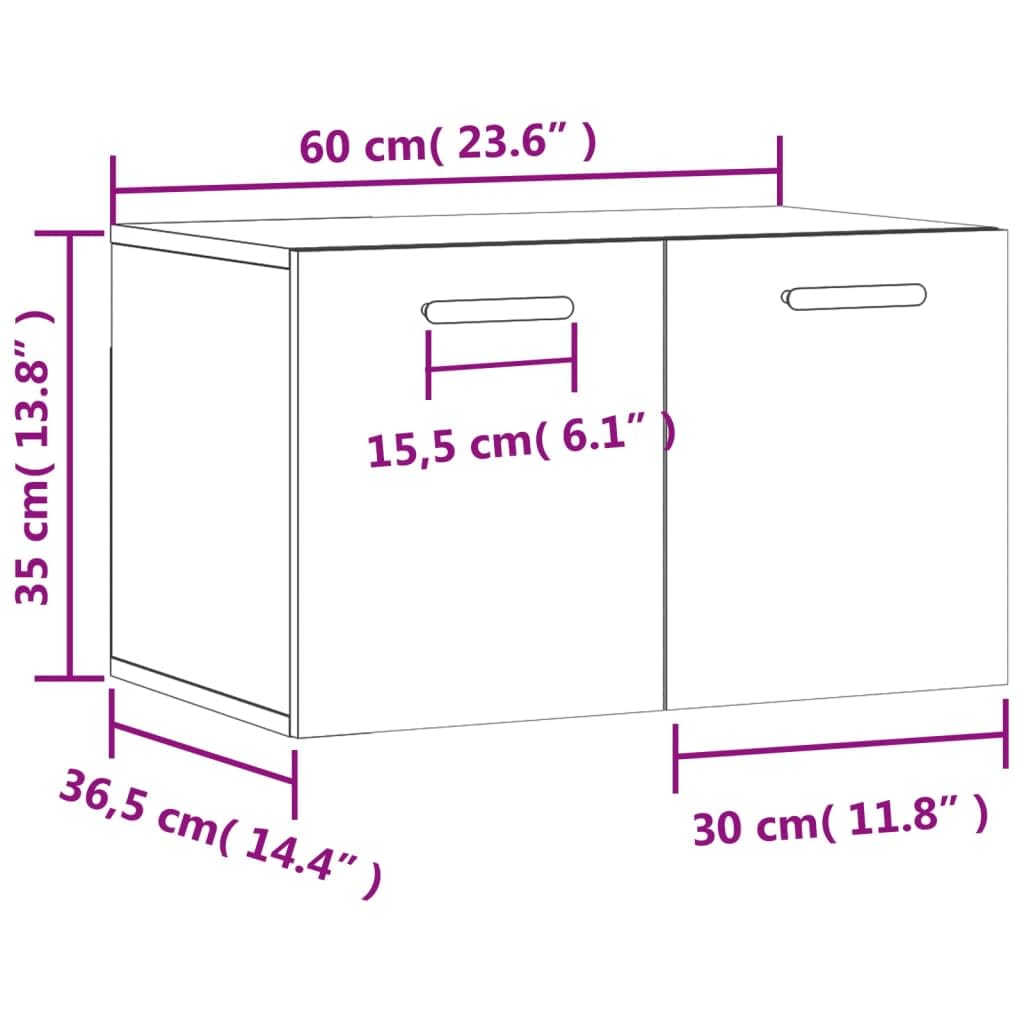 vidaXL Armario de Pared Madera ingeniería marrón Roble 60x36,5x35 cm