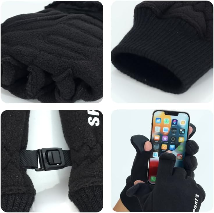 Cycling Gloves, Outdoor Sports Warm Gloves, Touch Screen Phone Friendly (Women Grey) - Image 5