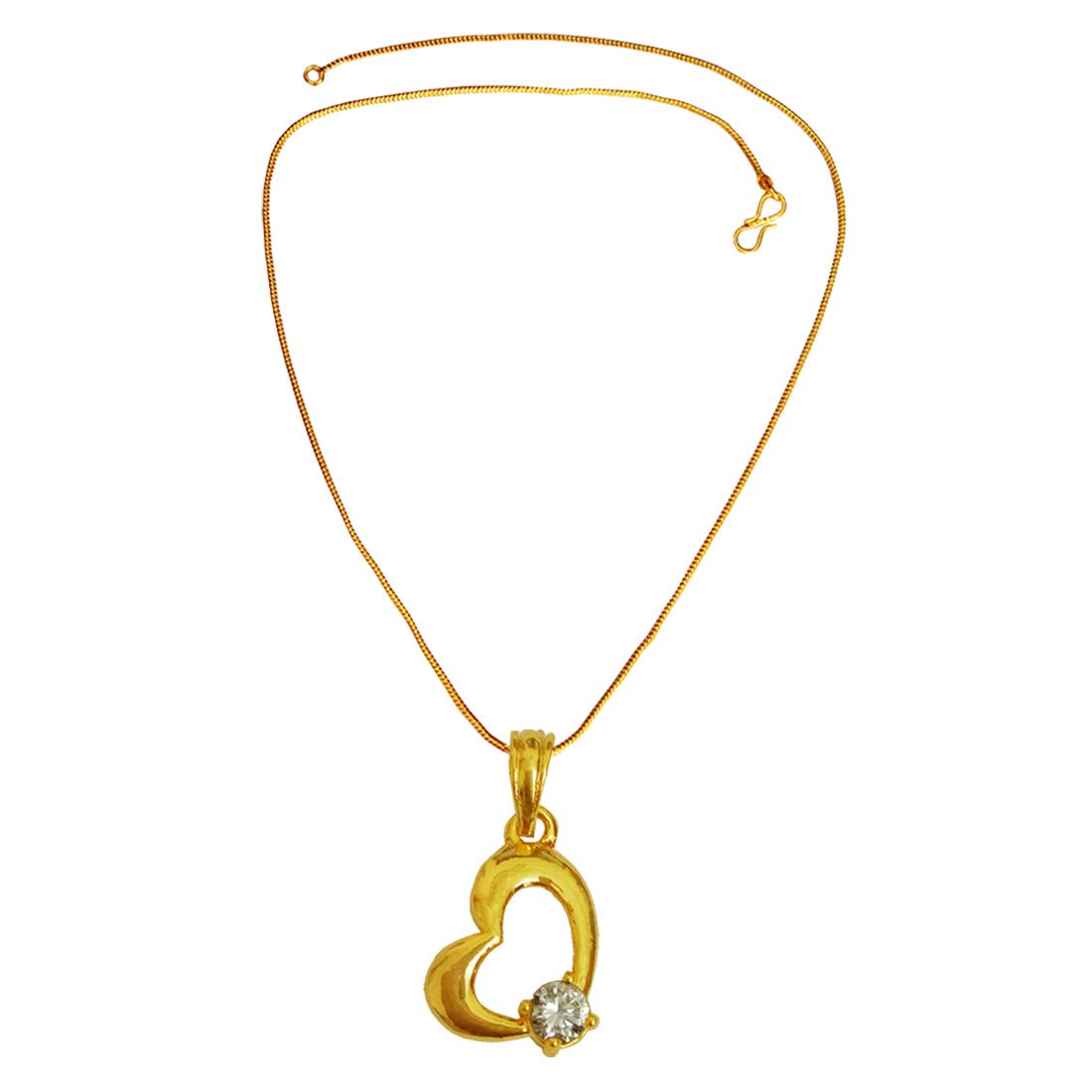 Latest Fashion Heart Shape American Diamond Love Micro Gold Pendant-image-26
