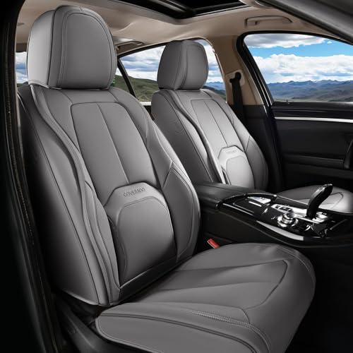 Image of Coverado Seat Covers, Car Seat Covers Front Seats, Premium Nappa Leather Seat Covers for Cars, Waterproof Car Seat Protector with Lumbar Support, Front Seat Covers Universal Fit for Most Cars (Gray)