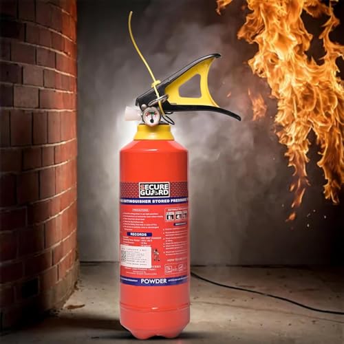 Image of Secure Guard ABC Powder Type (4kg + 1kg Combo) Fire Extinguisher ISI Mark with Wall Mount Hook and How to use Instruction Manual for Home, Kitchen, Office, School and Industrial Use