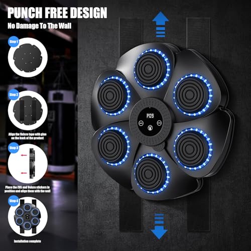 Image of Adult Musical Boxing Machine, Wall Mounted Music Boxing Machine with 9 Modes and Counting, Musical Boxing Machine with Boxing Gloves, Bluetooth Musicboxing for Children Home Training (A-Black)