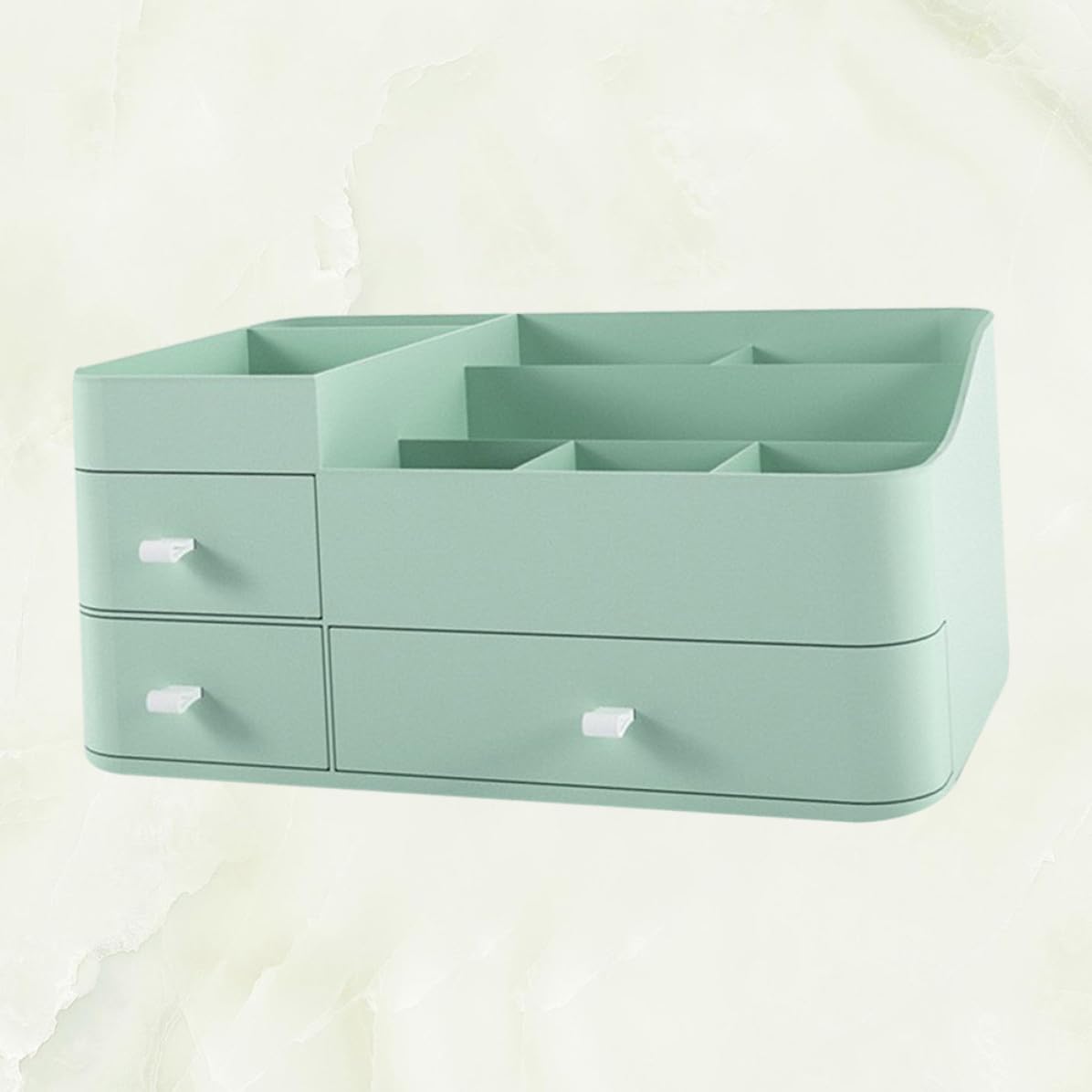 Scatola Portaoggetti Cosmetici con Cassetto, Organizer Desktop Verde