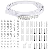 MWDSUP Ceiling Curtain Track, Flexible Bendable Curtain Track 9.8ft White Curved Curtain Track Ceiling Wall Mounted Curtain Slide Track System Set for RV, Bay Window, Room Partition (White, 3m/9.8ft)