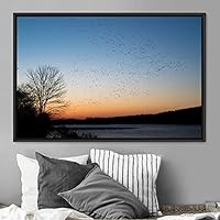 Framed Canvas Wall Art Flying Together Birds Farmhouse/Country Group Group Multicolor Photography Realism Relax/Calm Warm - 16x24 inches