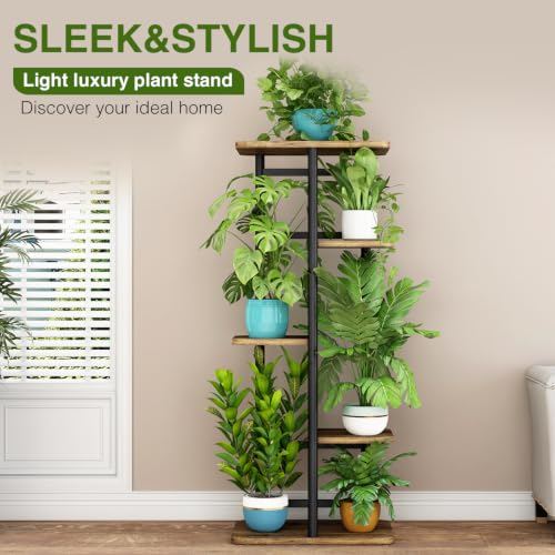 Image of LINZINAR Plant Stand Indoor 5 Tier Metal Corner Tall Flower Shelf