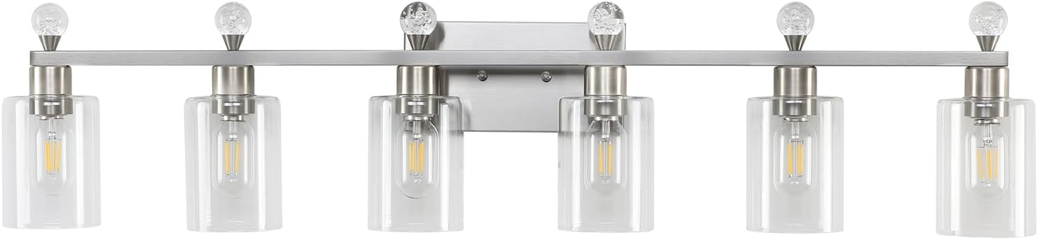 DIDUIO 6 Light Bathroom Fixture, 6 Light Vanity Lights, Modern Brushed ...