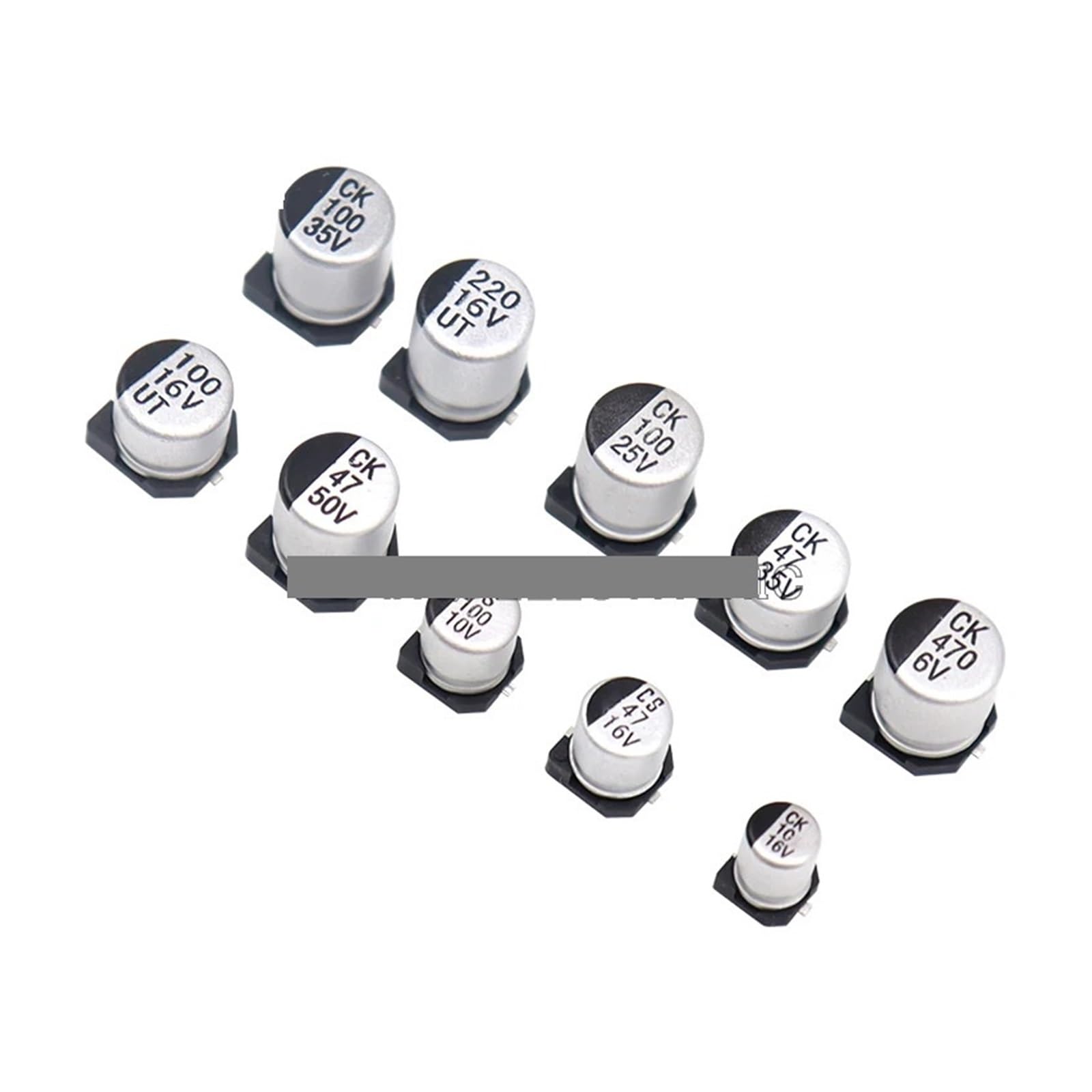 ICXLPMC 400pcs SMD Aluminum Electrolytic Capacitor Assortment Kit 24Values 1UF-1000UF 6.3V-50V Capacitance Sample Set with box