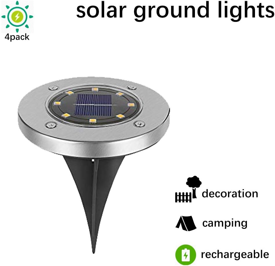 Solar Garden Lights Outdoor Green Powered Ground Illumination Landscaping Decoration for Pathway Driveways Patio Lawn and Yard Warm White 4 Pack