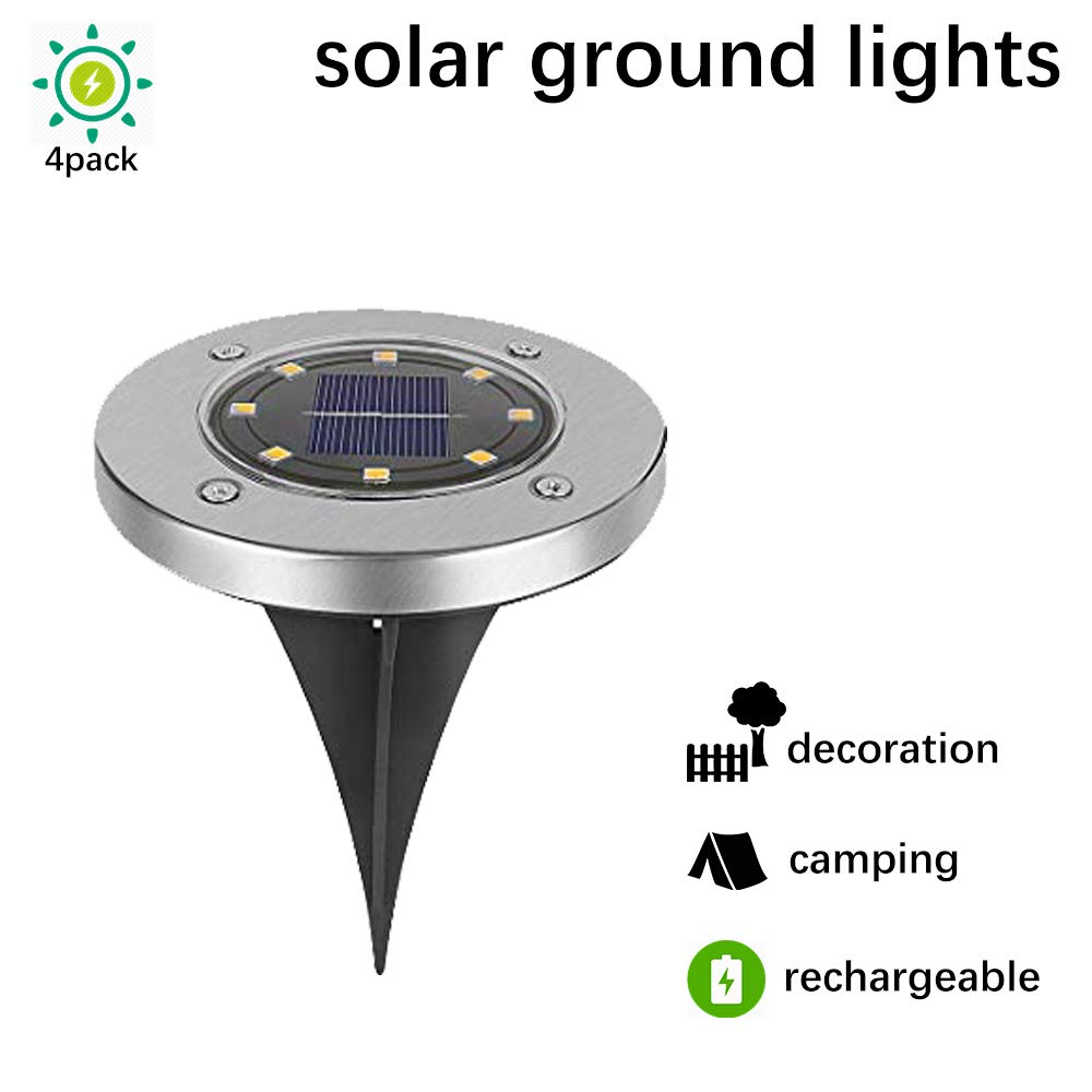Solar Garden Lights Outdoor Green Powered Ground Illumination Landscaping Decoration for Pathway Driveways Patio Lawn and Yard Warm White 4 Pack