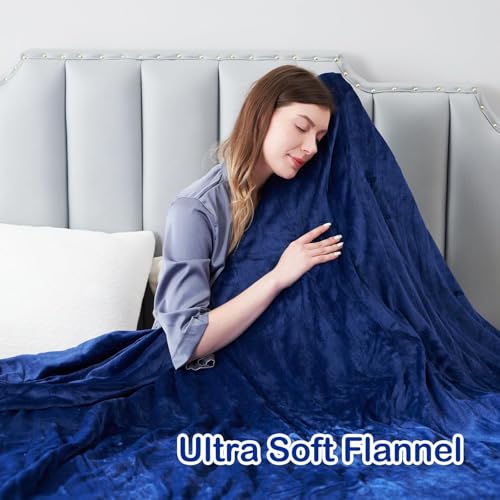 Electric Heated Blanket Throw Size 50" x 60", Super Cozy Soft with 6 Heat Levels & 3 Hours Auto Off, Home Office Use, Navy Blue