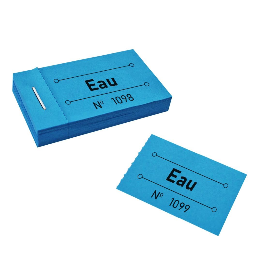 CombiCraft carnet de tickets eau en bleu, 250 tickets, avec numérotation, 50 x 130 mm, faciles à déchirer, pour tout type d'événement