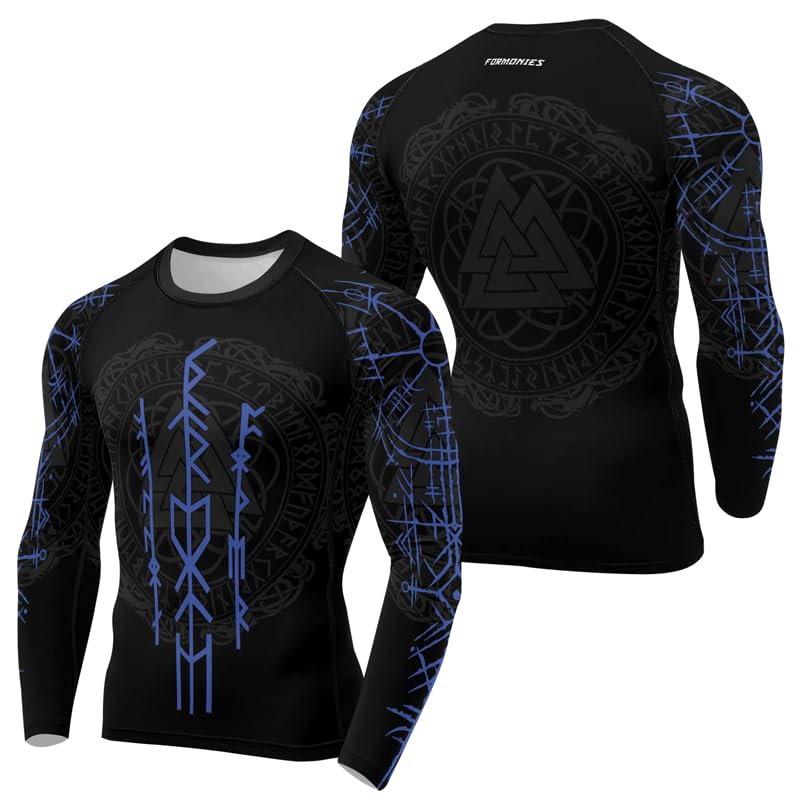 Viking Long Sleeve BJJ Rash Guard Men's Compression Shirt for MMA Jiu Jitsu Grappling No-Gi