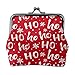 ZUNPNG Hohoho, Mini-Geldbörsen mit Weihnachtsmann-Schneeflocken-Schnalle, Leder, Vintage-Stil, Kiss-Lock Münzgeldbörse für Damen und Mädchen