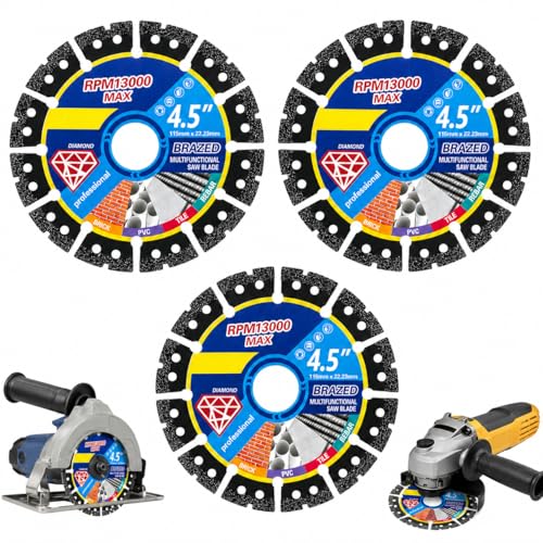 Image of 3 Pcs Diamond Multi Purpose Saw Blades 115mm 4.5 Inch for Angle Grinder