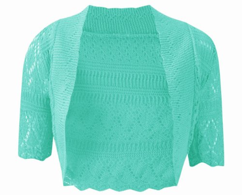 Bolero de punto calado mujer chaqueta corta ganchillo manga corta talla grande