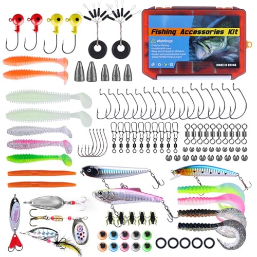Set de leurres de pêche Teksome complet avec sa boîte de rangement pratique jour et nuit
