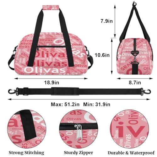 Personalized Dance Bag Gymnastics Bag for Girl, Custom Sport Duffel Bag for Boy, Kids Gym Bag Weekender Bags for Travel Sport Red White2