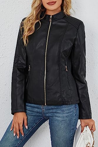 Bellivera Faux Leather Jackets For Womens Motorcycle Fall Clothing Coat 37 Black S #TOP2
