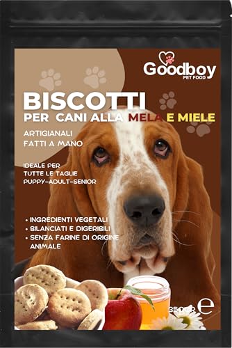 biscotti per cani Goodboy MELA e MIELA artigianale fatto a mano uno Spuntino naturale cotto al forno Senza farine di carne o pesce e senza zuccheri aggiunti