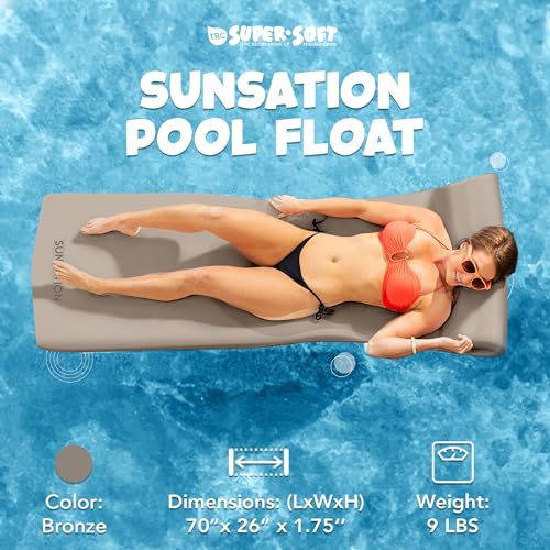 TRC Recreation Sunsation Durable 70 Inch Comfortable Foam Raft Lounger Float for Swimming Pools, Lakes, Rivers, and More, Bronze (2 Pack)