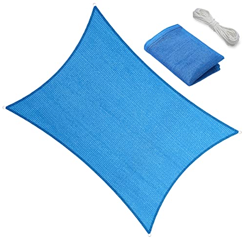 15' x 20' Sun Shade Sail Canopy Awning Permeable Fabric Pergola Cover, for Outdoor Patio Lawn Garden Backyard Carport, Blue
