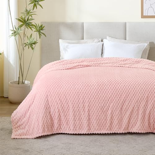 Image of BEDELITE Pink Queen Blanket for Bed, Soft Cozy Gifts for Women, 90 * 90 | 3D Jacquard Decorative Fleece Blanket, Super Soft Plush Throws, Cute Birthday Gift for Women & Men, Suitable for All Seasons