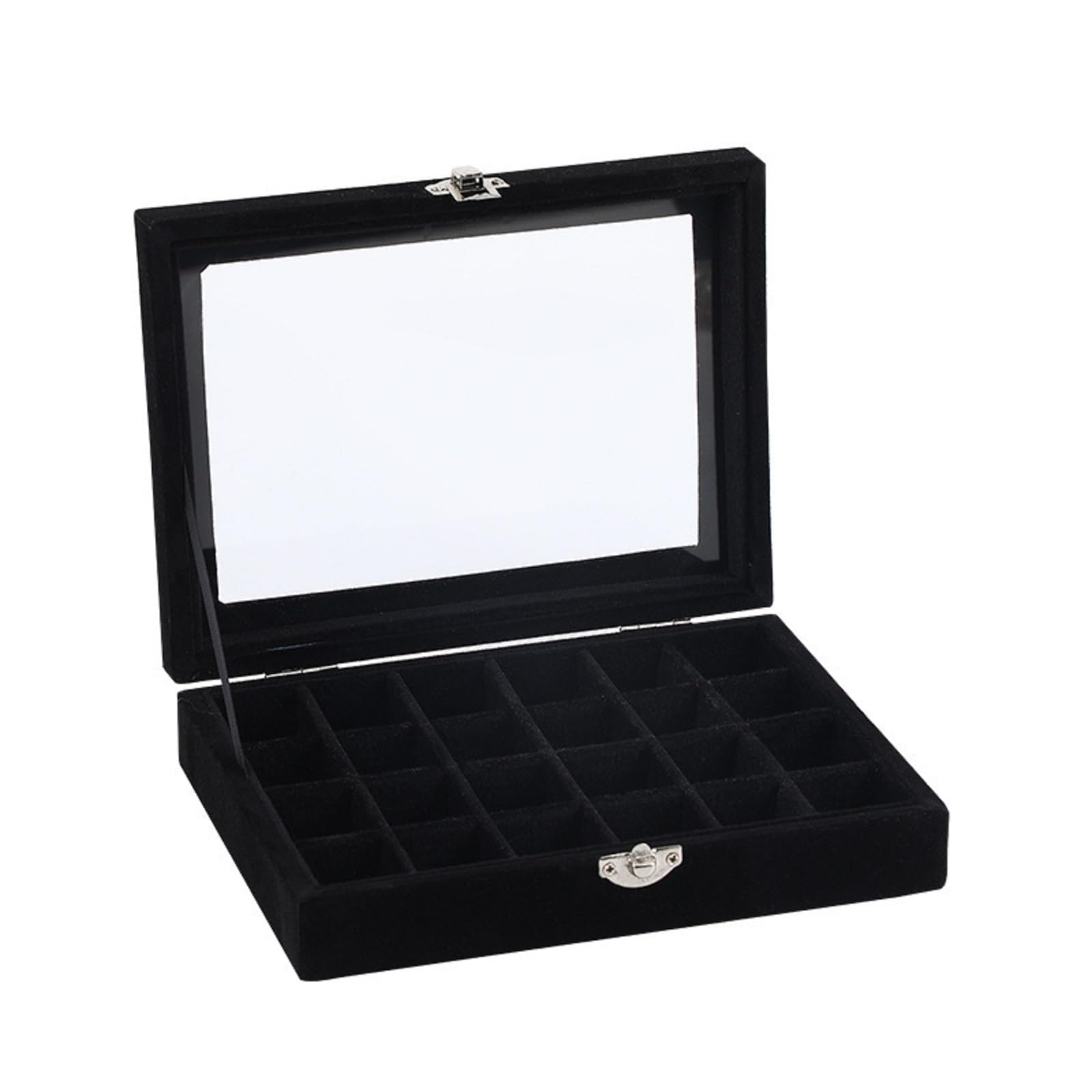 MIAO JIN Clear Lid Showcase 24 Grids Velvet Glass Ring Earrings Jewelry Box Earrings Diamond Painting Bead Organizers Storage Containers