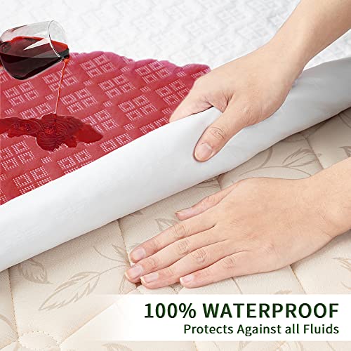 Sunnewt Waterproof Mattress Protector Queen Size Mattress Cover Bamboo 3D Air Fabric, Ultra Soft Breathable Cooling Mattress Pad Cover Smooth Noiseless Washable, 8"-21" Deep Pocket (White, Queen) #TOP1