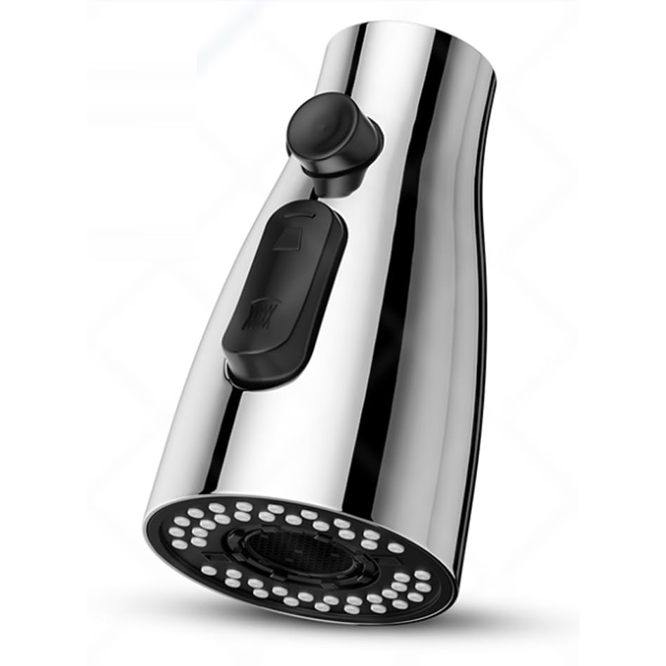 Cabezal de pulverización de repuesto para grifo de cocina, 3 modos de pulverización, pulverizador extraíble con 16 adaptadores, acero inoxidable 304, conexión G1/2, ajuste universal para grifos de